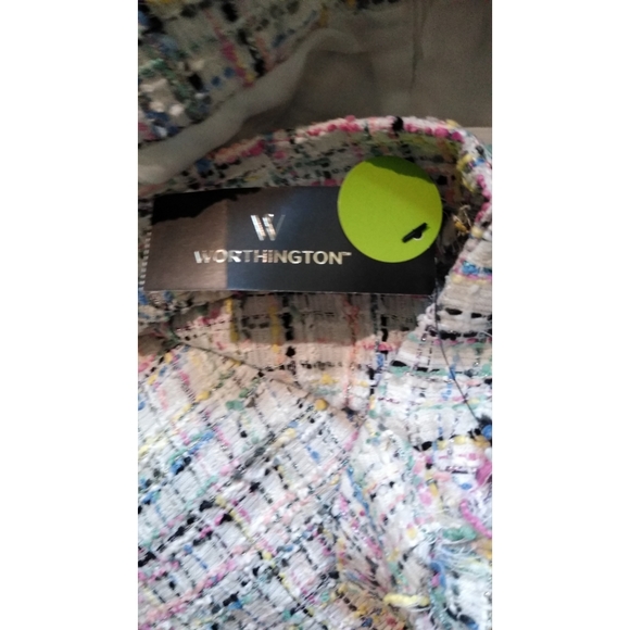 Worthington Boulce Skirt Multi Color Fringed Hem - Picture 4 of 6